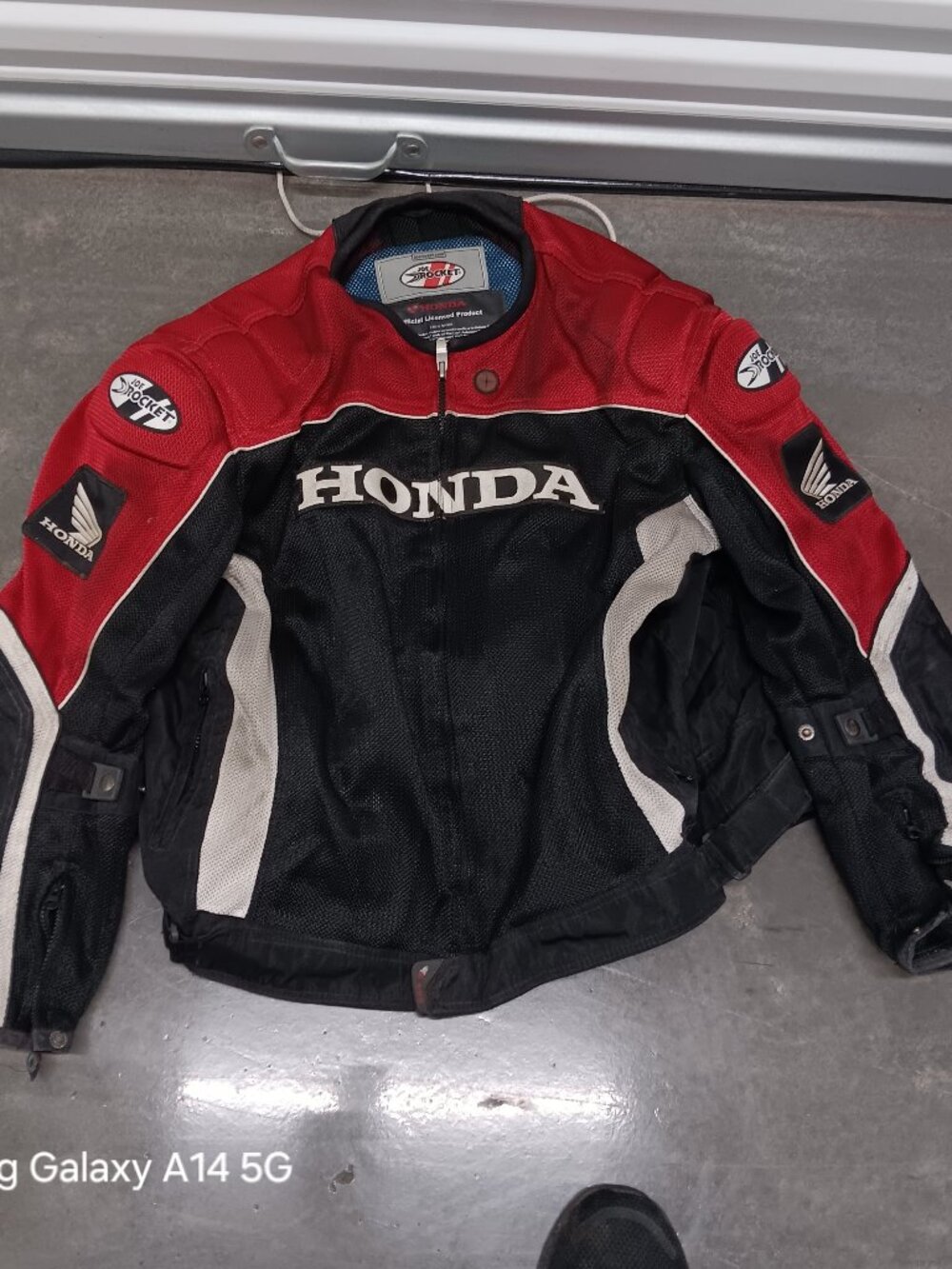 Joe Rocket Honda Motorcycle Jacket Mens XL Red Black Mesh Armored Racing Moto